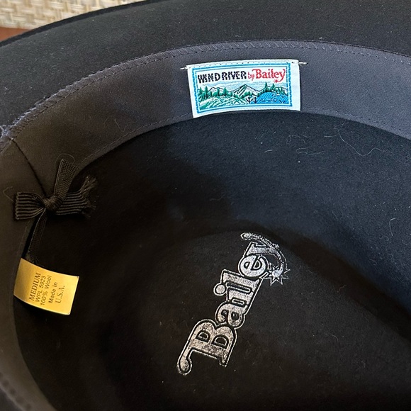 🌟HP🌟VTG 1980s-90s Black Wool Wind River Outback Hat by Bailey Unisex USA M - Picture 10 of 11